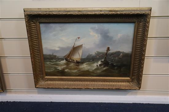 John Moore of Ipswich (1820-1902) Shipping off the coast 12 x 18in.